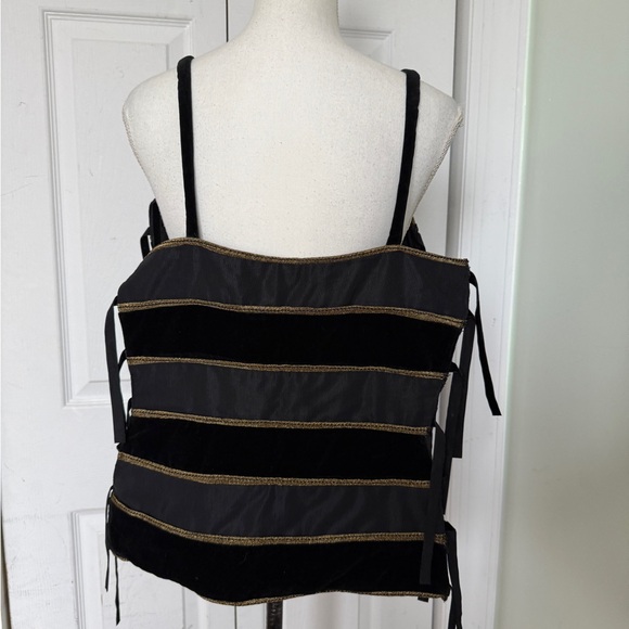 Late 1980s Gianni Versace Black and Gold Baroque Velvet Silk Corset Top Sz Large - Picture 12 of 15